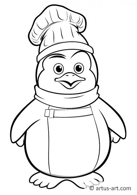 Penguin with Chef Hat Coloring Page
